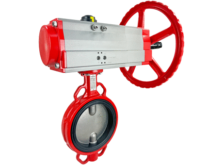6" Pneumatic/Manual Butterfly Valve, Wafer, EPDM, Spring Return