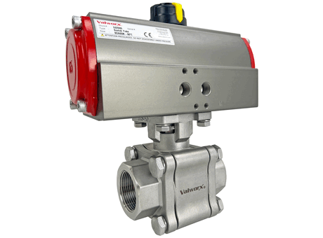 1 1/4" Air Actuated High Pressure Stainless Ball Valve - Double Acting Scotch Yoke