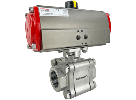 1 1/2" Air Actuated High Pressure Stainless Ball Valve - Double Acting Scotch Yoke