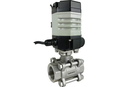 1" Compact Electric Actuated 3-Piece Stainless Ball Valve 24 VDC EPS Positioner