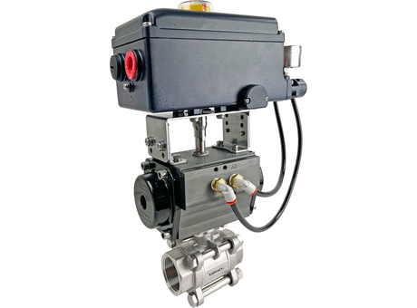 1 1/4" V-Port Stainless Steel Ball Valve, Air Actuated Rack & Pinion w/Limit Switch