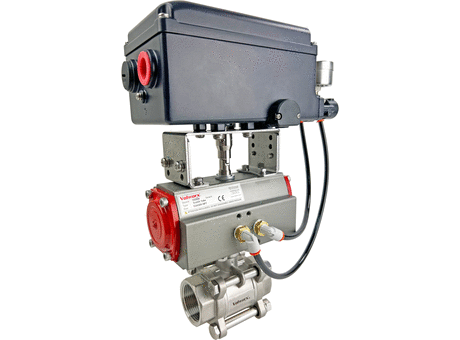 1 1/4" V-Port Stainless Steel Ball Valve, Air Actuated Scotch Yoke