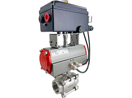 1 1/2" V-Port Stainless Steel Ball Valve, Air Actuated Scotch Yoke w/Limit Switch
