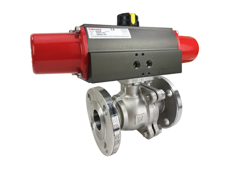 1 1/2" Air Actuated 150# Flanged SS Ball Valve - Spring Return Scotch Yoke