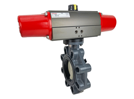 Air Actuated PVC Butterfly Valve, Scotch Yoke Spring Return 4"