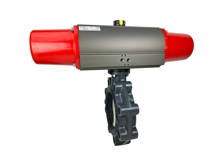 Air Actuated PVC Butterfly Valve, Scotch Yoke Spring Return 6"
