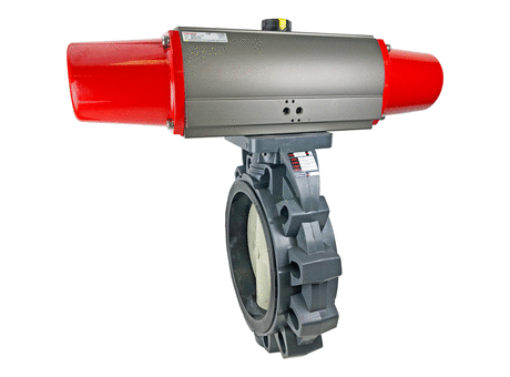 Air Actuated PVC Butterfly Valve, Scotch Yoke Spring Return 8"