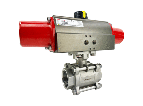 1 1/2" Air Actuated 3-pc Stainless Ball Valve - Spring Return Scotch Yoke