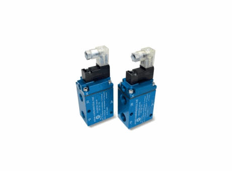 3-way servo-controlled vacuum solenoid valves G1/4" and G3/8” with bistable impulse pilot valve and low absorption electric coil