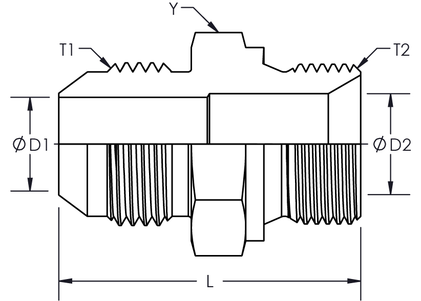 World Wide Fittings - Free CAD models - Male JIC to Male BSPP Straight ...