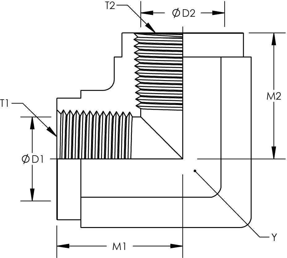 Fitting Engineering Graphics World Wide Fittings - Free CAD models - Female Pipe to Female Pipe 90 ...