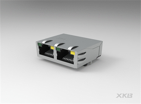 RJ45 Connector,Single layer with shielding,Left yellow, right green,Side operation pin type,Installation surface height13.60mm,L=30.50mm