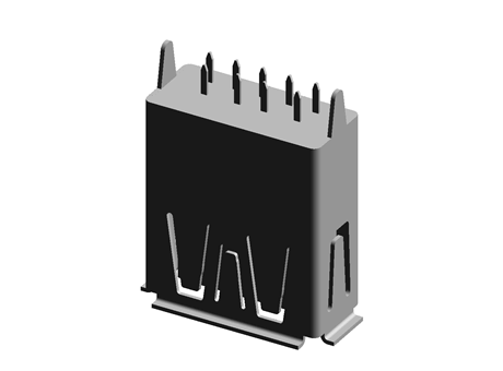 USB3.0连接器 母座180卷口直脚 SPCC蓝胶