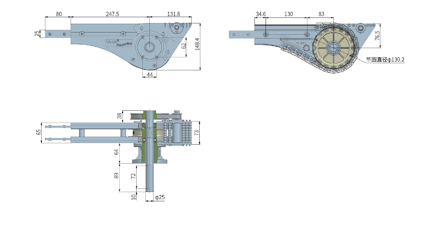 Drive System Dimensions YA-VA Intelligent Systems Co., Ltd. - Free CAD models - YL63 End Drive ...